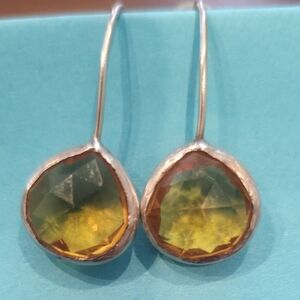 Elegant Silver and Yellow Earrings